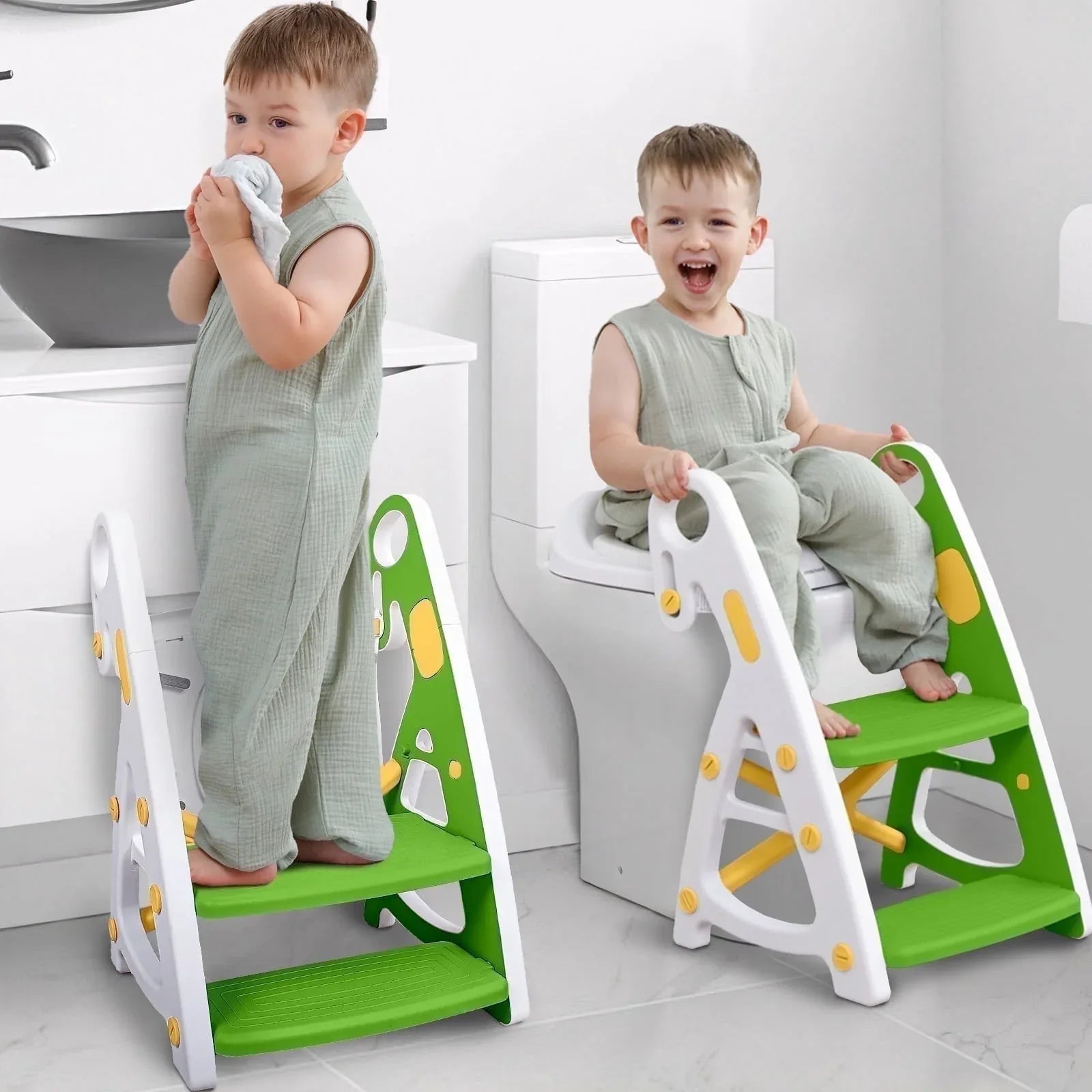Primlect Potty Training Toilet Seat, 2 in 1 with Ladder, Adjustable Height ,for Ages 1-3, Blue - USA MEGA SHOP