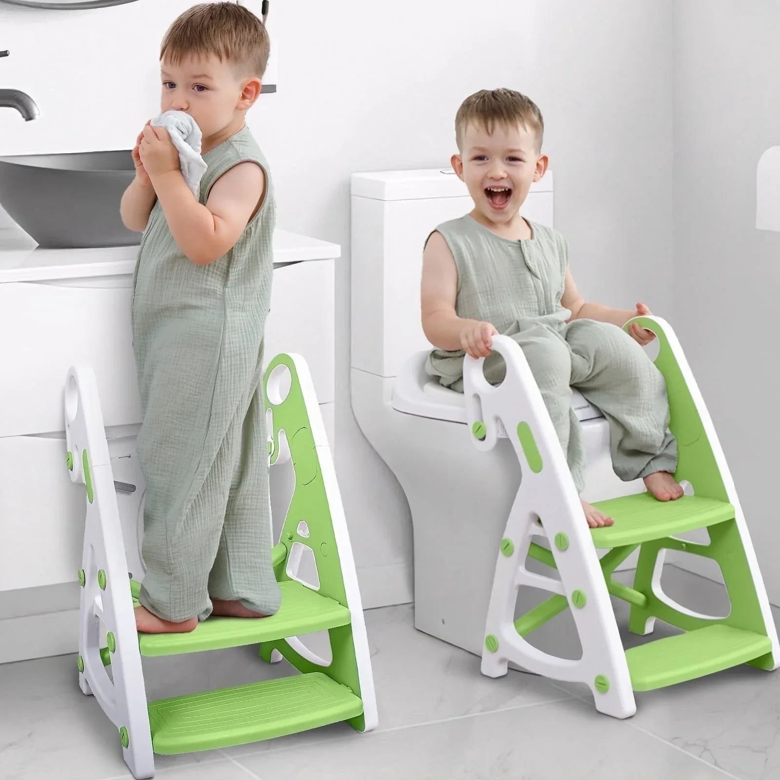 Primlect Potty Training Toilet Seat, 2 in 1 with Ladder, Adjustable Height ,for Ages 1-3, Blue - USA MEGA SHOP