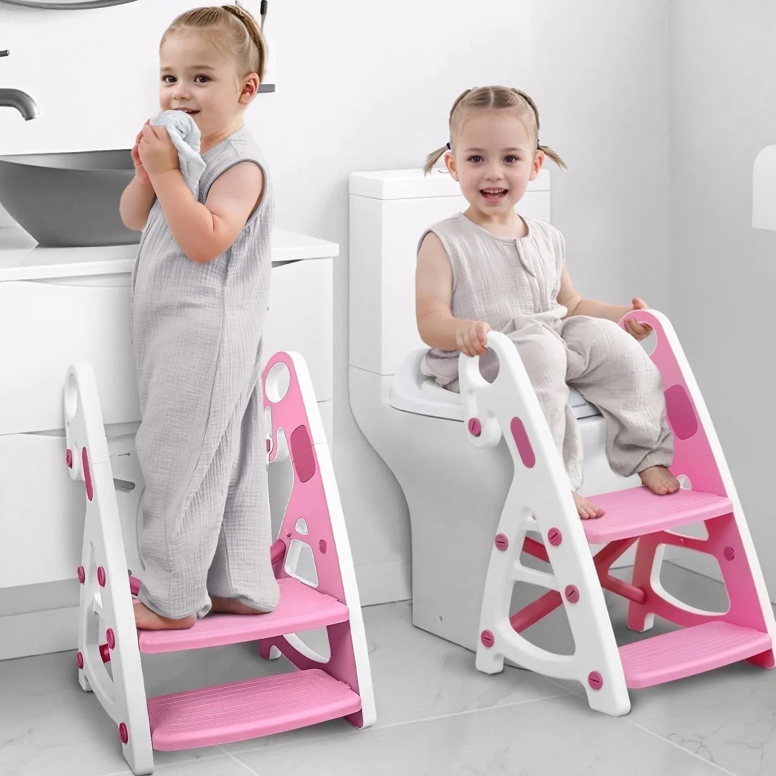 Primlect Potty Training Toilet Seat, 2 in 1 with Ladder, Adjustable Height ,for Ages 1-3, Blue - USA MEGA SHOP