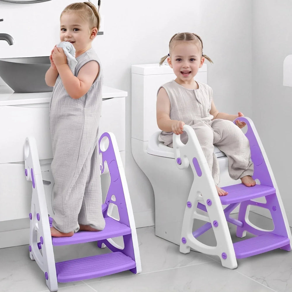 Primlect Potty Training Toilet Seat, 2 in 1 with Ladder, Adjustable Height ,for Ages 1-3, Blue - USA MEGA SHOP