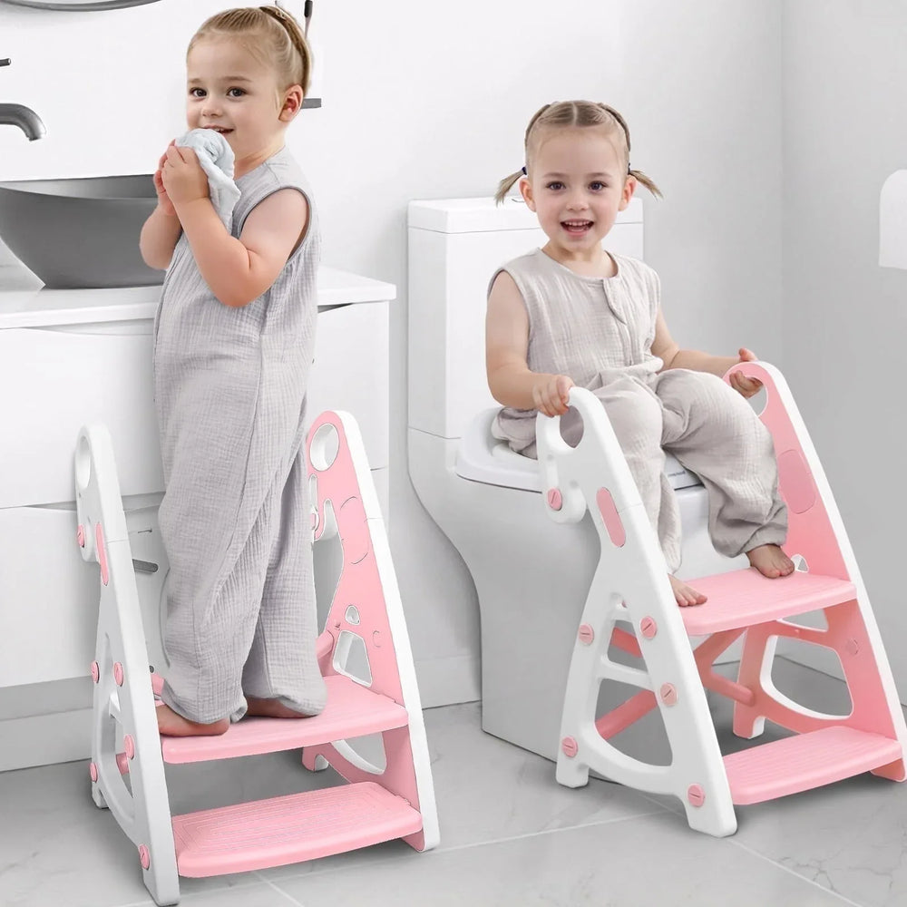 Primlect Potty Training Toilet Seat, 2 in 1 with Ladder, Adjustable Height ,for Ages 1-3, Blue - USA MEGA SHOP