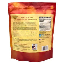 Ginseng root tea pouch back, nutrition facts panel and barcode label
