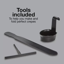 Crepe maker accessories set with two black spatulas and a batter spreader