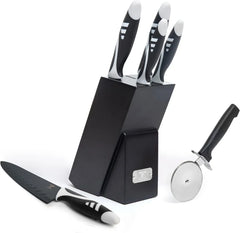 Moss & Stone Professional Kitchen Knife Chef Set, Small Knife Set With Block, Black Titanium Plated Kitchen Knife Set, Stainless Steel Scratch Resistant & Rust Proof Sharp Kitchen Knives. - USA MEGA SHOP