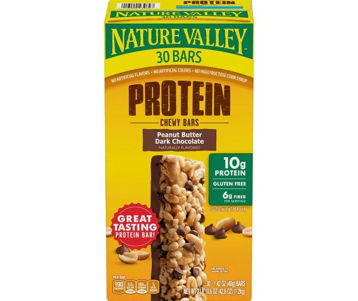 Nature Valley Protein Chewy Bars, Peanut Butter Dark Chocolate, 1.42 oz (30-pk)