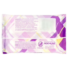 Back of Pure'n Gentle make-up remover wipes pouch with ingredient and directions text
