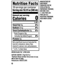 Nutrition facts panel for unsweetened no sugar brewed tea, 18 servings