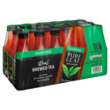 Bottled unsweetened tea multipack with Pure Leaf no sugar labels, 18-count
