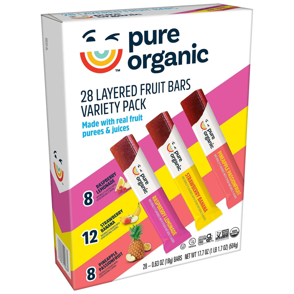 Pure Organic Layered Fruit Bars, Variety Pack, 0.63 oz, 28-count - USA MEGA SHOP