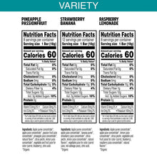 Nutrition Facts panel for fruit bars, shows calories and ingredients per serving