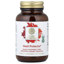Pure Synergy Heart Protector supplement bottle, amber glass with gold cap