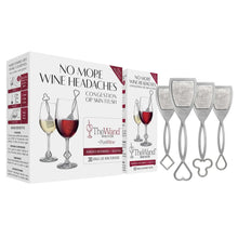 Wine purifier wand set with gray frames and dangling clips, shown with product box