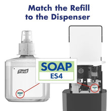 Soap ES4 refill bottle matching dispenser style with illustrated compatibility