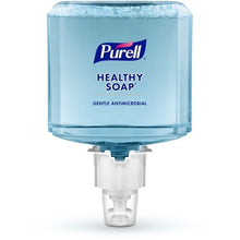 Foam soap refill cartridge with blue Purell Healthy Soap label and white dispensing base