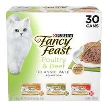 Cat food multipack box, Fancy Feast classic pate poultry & beef, 30 cans