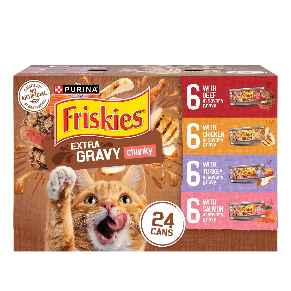 Purina Friskies Extra Chunky Gravy Variety Pack, Wet Cat Food, 5.5 oz Cans, 24 Pack