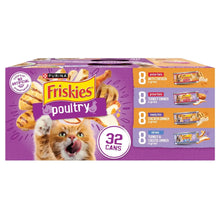 Purina Friskies poultry wet cat food multipack carton with 32 cans