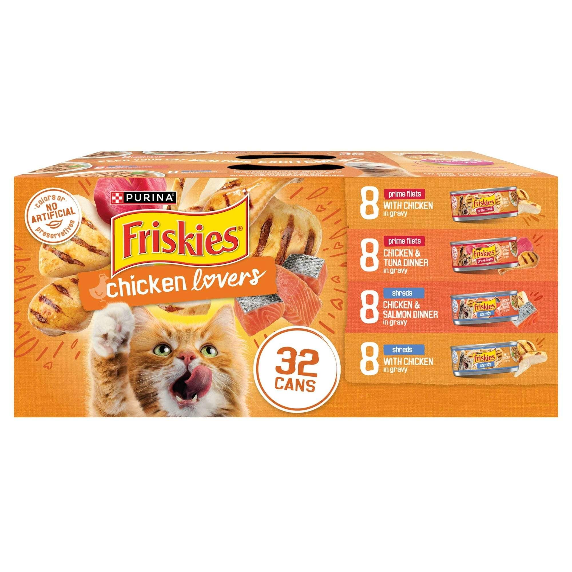 Purina Friskies Gravy Wet Cat Food Variety Pack, Chicken Lovers Prime Filets and Shreds, 5.5 oz Cans, 32 Pack - USA MEGA SHOP