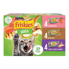 Wet cat food multipack box with 12 cans: salmon, mixed grill, turkey & giblets