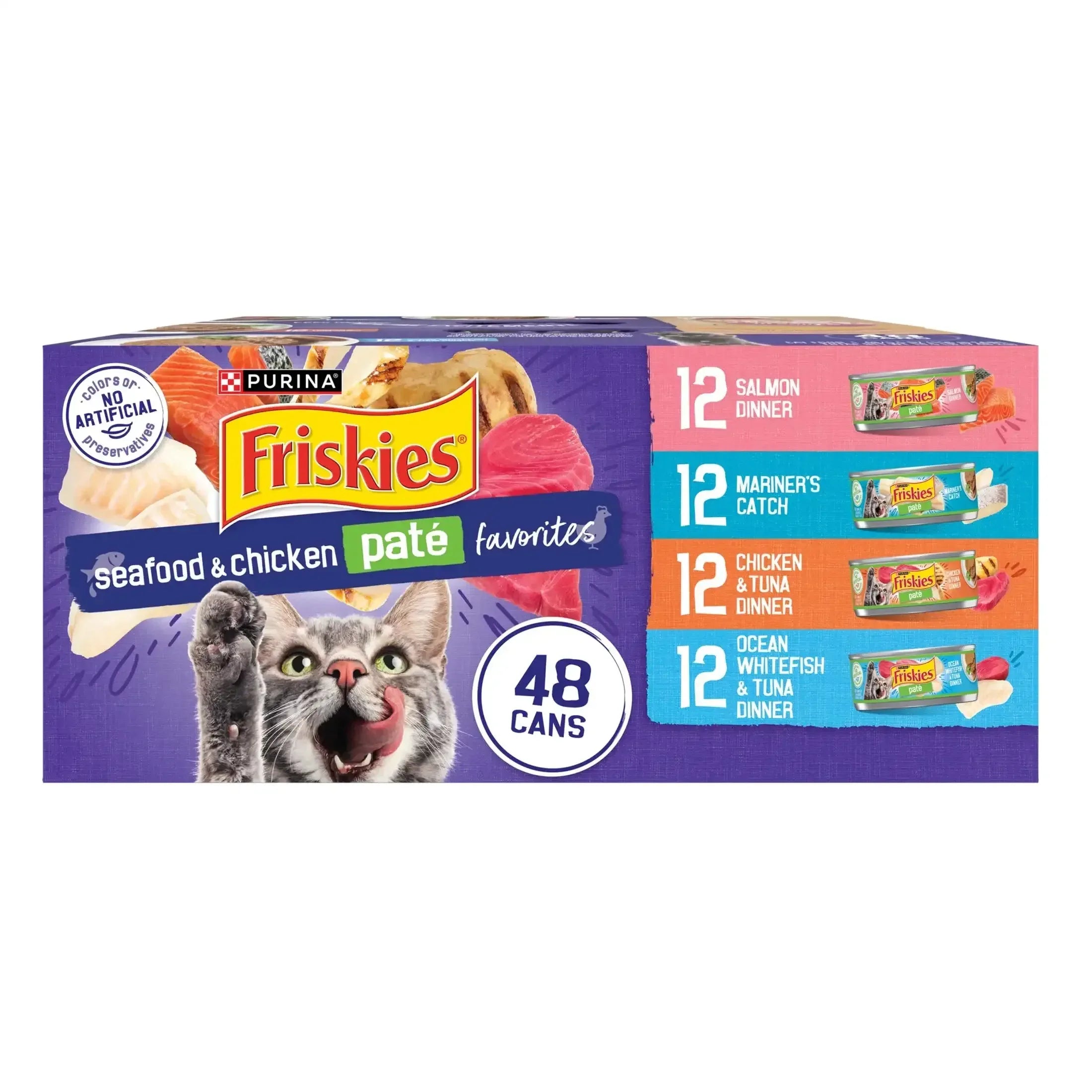 Purina Friskies Pate, Soft Seafood and Chicken Variety Pack, Wet Cat Food, 5.5 oz Cans - USA MEGA SHOP