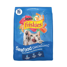 Purina Friskies Seafood Sensations dry cat food bag, blue, 16 lb