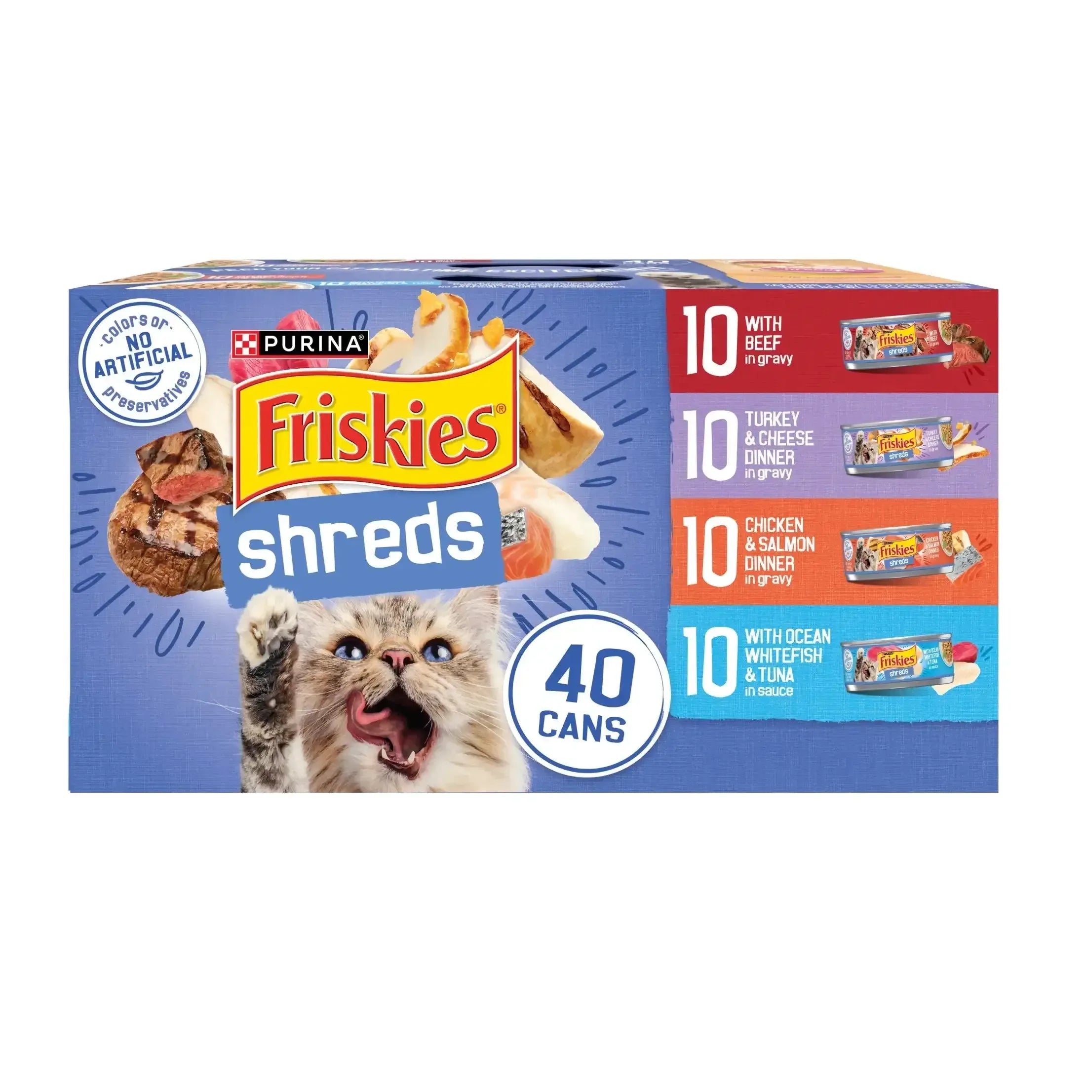 Purina Friskies Shreds Gravy Variety Pack, Wet Cat Food, 5.5 oz Cans - USA MEGA SHOP