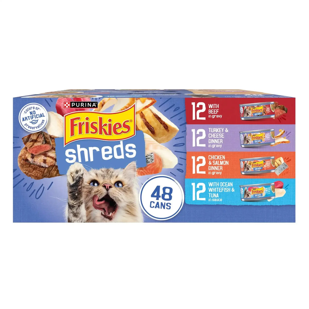 Purina Friskies Shreds Gravy Variety Pack, Wet Cat Food, 5.5 oz Cans - USA MEGA SHOP