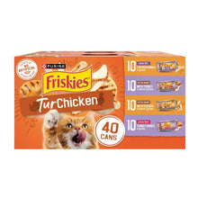 Friskies Turchicken wet cat food variety pack box with 40 cans