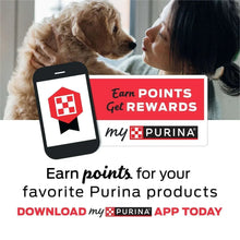 Purina rewards card with phone and 'Earn points, get rewards' banner
