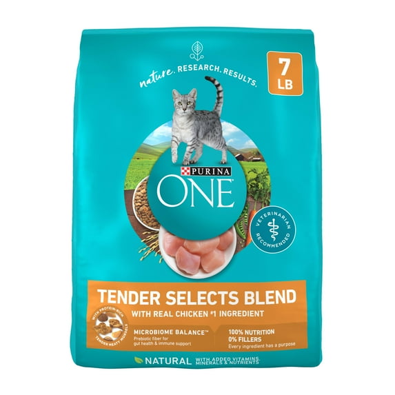Purina ONE Tender Select Blends Dry Cat Food, Chicken, 7 lb Bag