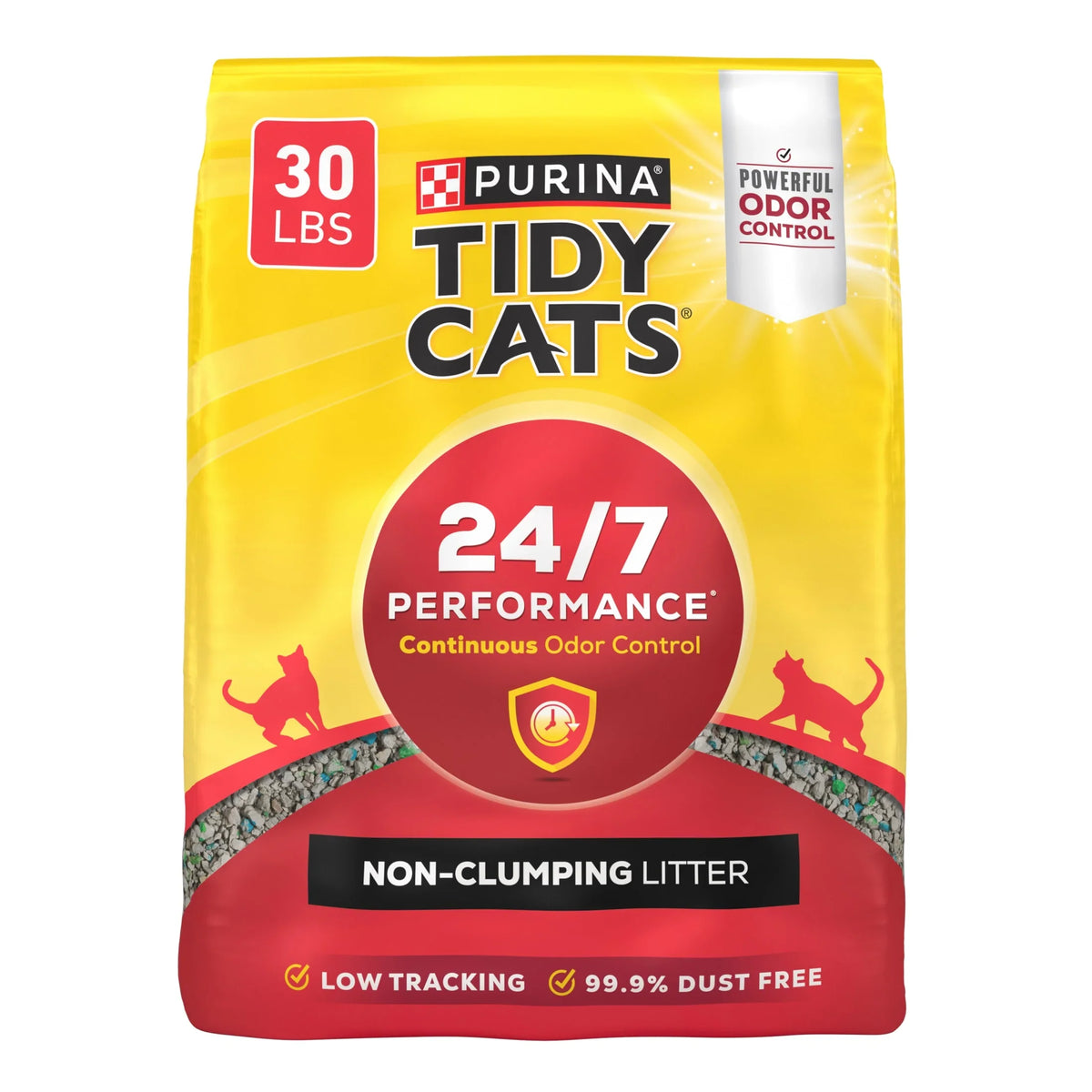 Purina Tidy Cats Non-Clumping Litter, 24/7 Performance Odor Control Formula, 30 lb Box