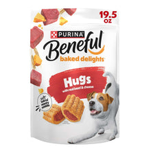 Purina Beneful baked delights treats pouch, Hugs with real beef and cheese, 19.5 oz