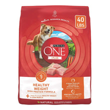 Purina ONE Plus dry dog food bag, 40 lb, healthy weight high-protein with real turkey