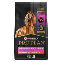 Purina PRO PLAN 40 lb dog food bag for sensitive skin and stomach, salmon & rice