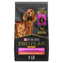 Purina Pro Plan Sensitive Skin & Stomach salmon and rice dog food bag, 4 lb