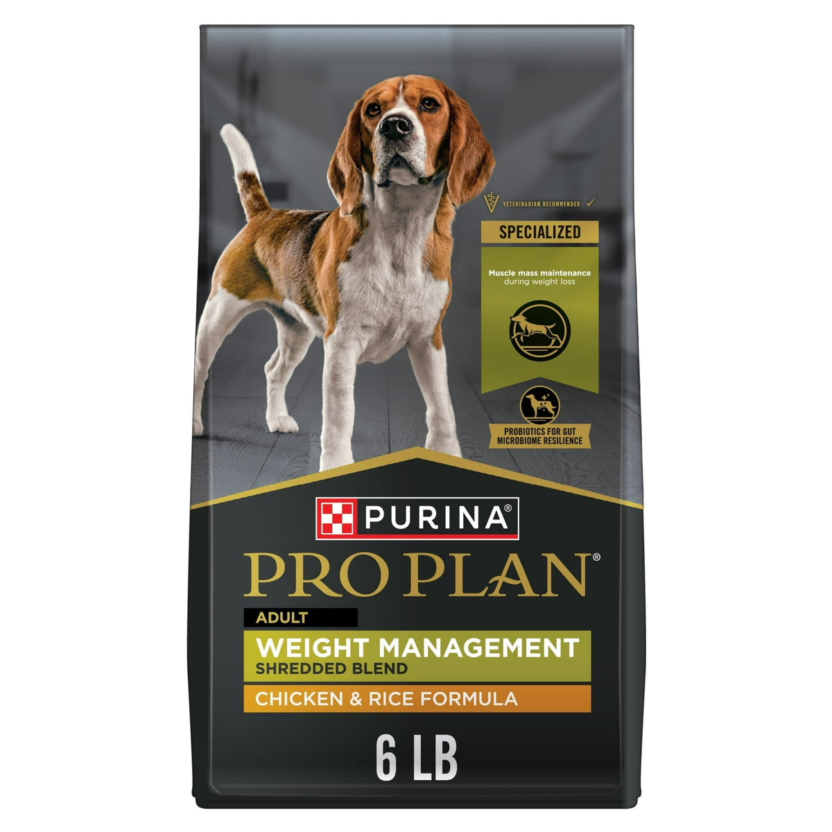 Purina Pro Plan Weight Management Dry Dog Food, Shredded Chicken and Rice, High-Protein Kibble with Probiotics