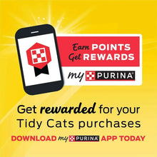 Cat litter rewards promotion graphic: my Purina app earn points get rewards message.