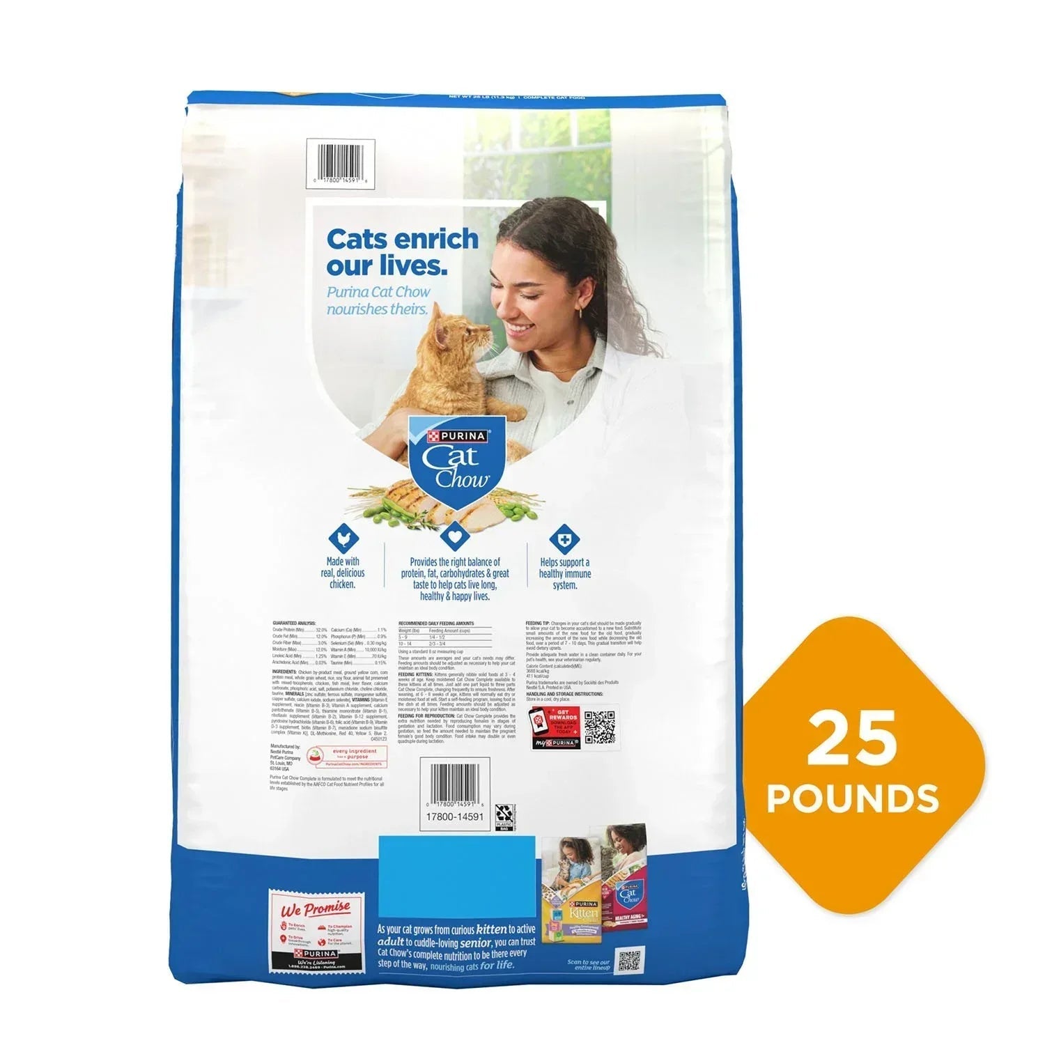 Purina, Cat Chow Complete, Chicken Flavored, Dry Cat Food, 25 lbs.