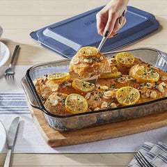 Pyrex Sculpted Tinted 4-Piece Glass Baking Dish Set with Airtight Lids - USA MEGA SHOP