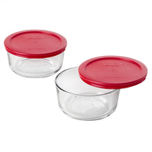 Pyrex Simply Store clear glass food storage containers with red snap lids, 2-pack