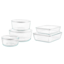 Pyrex glass food storage set of clear containers with transparent lids