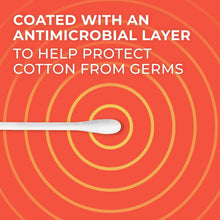 Cotton swab with antimicrobial layer graphic