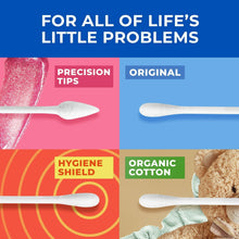 Cotton swab assortment with different white tip shapes on paper stems