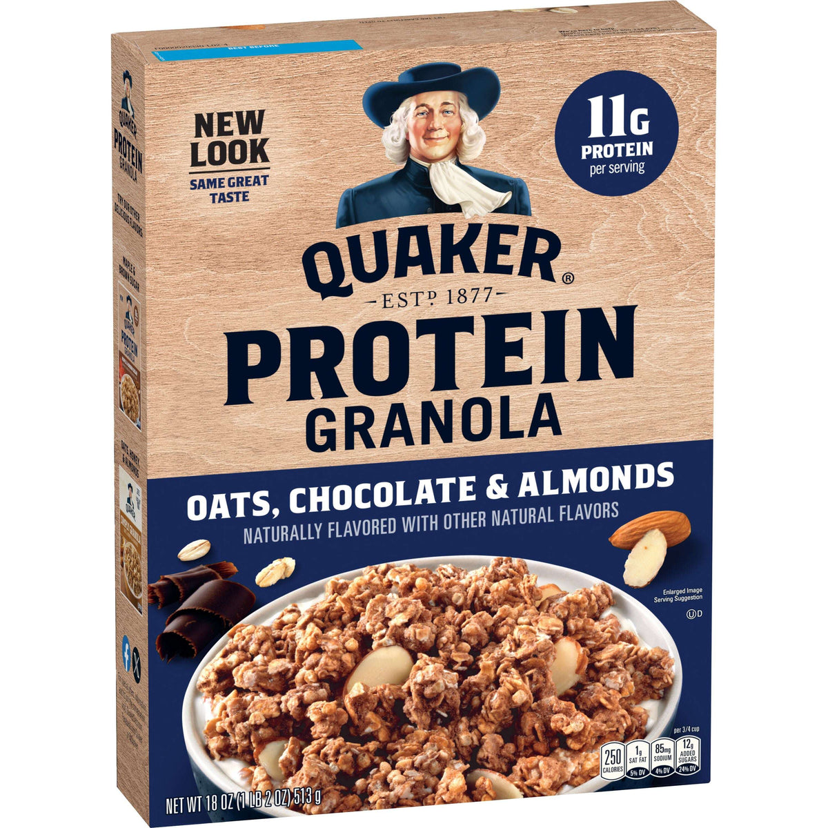 Quaker Protein Granola Oats Chocolate & Almonds, 18 oz Single Pack