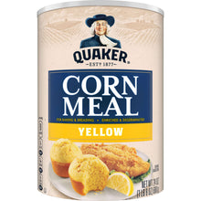 Yellow corn meal canister with Quaker Corn Meal label, 24 oz