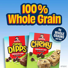 Quaker Chewy Dips boxes with '100% whole grain' and 9g whole grains per bar