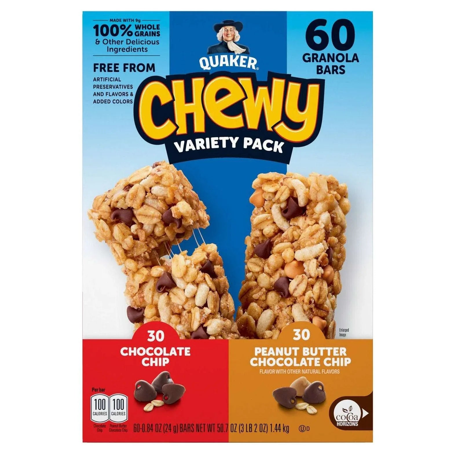 Quaker Chewy Granola Bars, Variety Pack, 0.84 oz, 60-count - USA MEGA SHOP