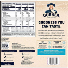 Instant oatmeal variety pack back label with nutrition facts and preparation steps