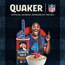 Quaker instant oats NFL promotional card with bowl and smiling person