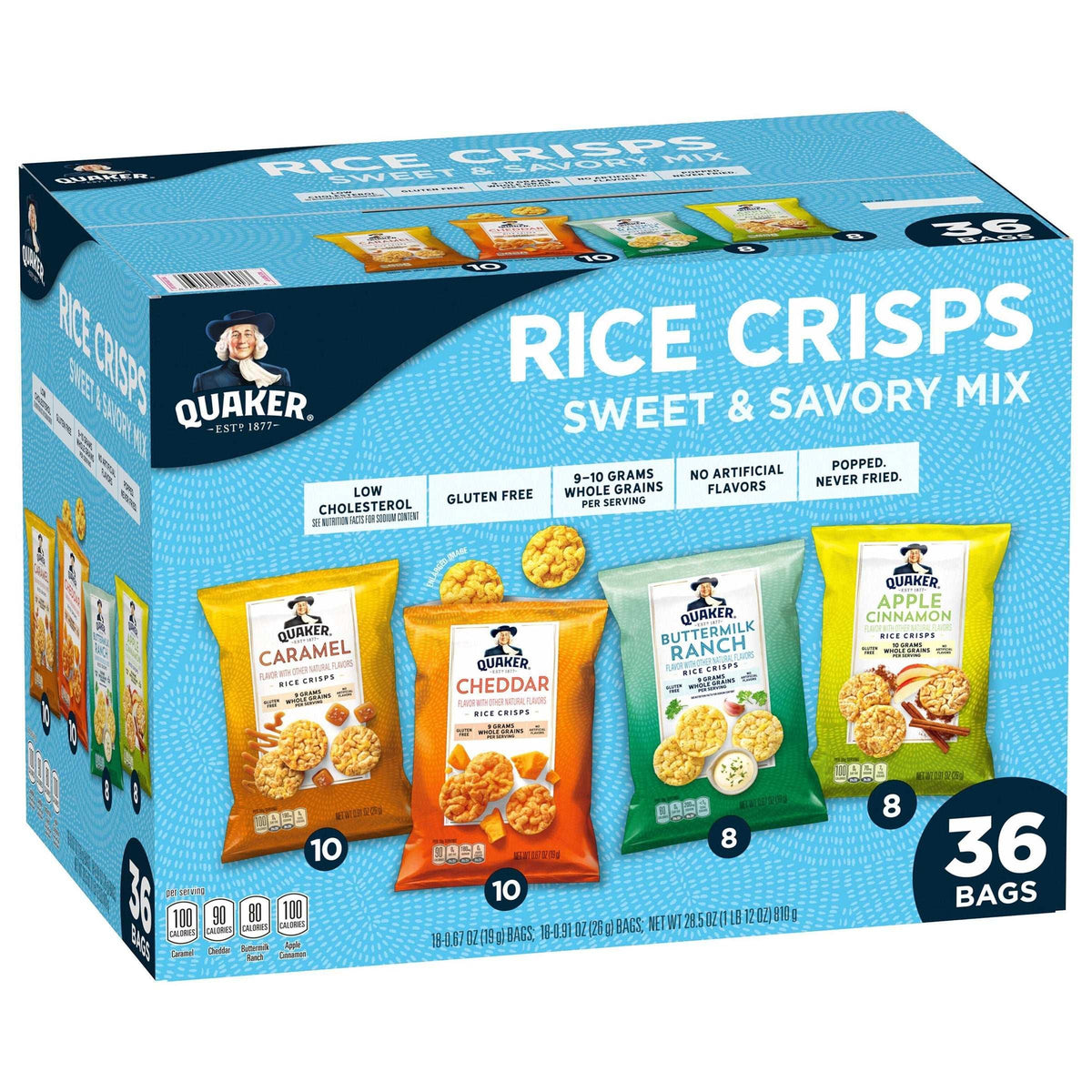 Quaker Rice Crisps, Variety Pack, 36-count - USA MEGA SHOP